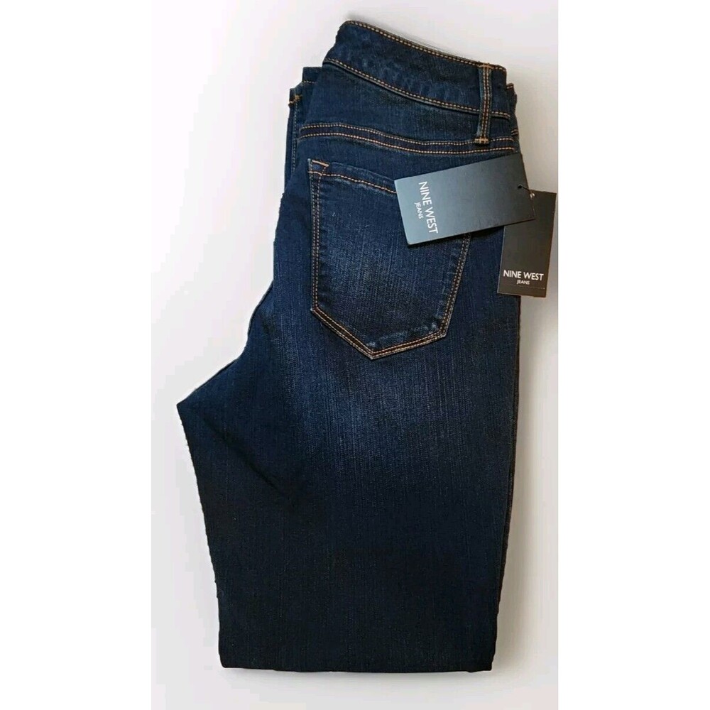 Nine West Jeans Grammercy High Rise Curvy Straight Leg Dark Size 6P Wome…